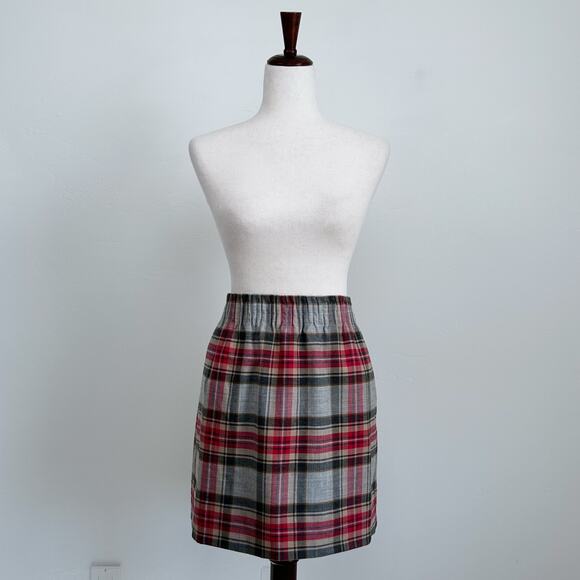 J. Crew Red Plaid Wool Blend Mini Skirt - Picture 2 of 6